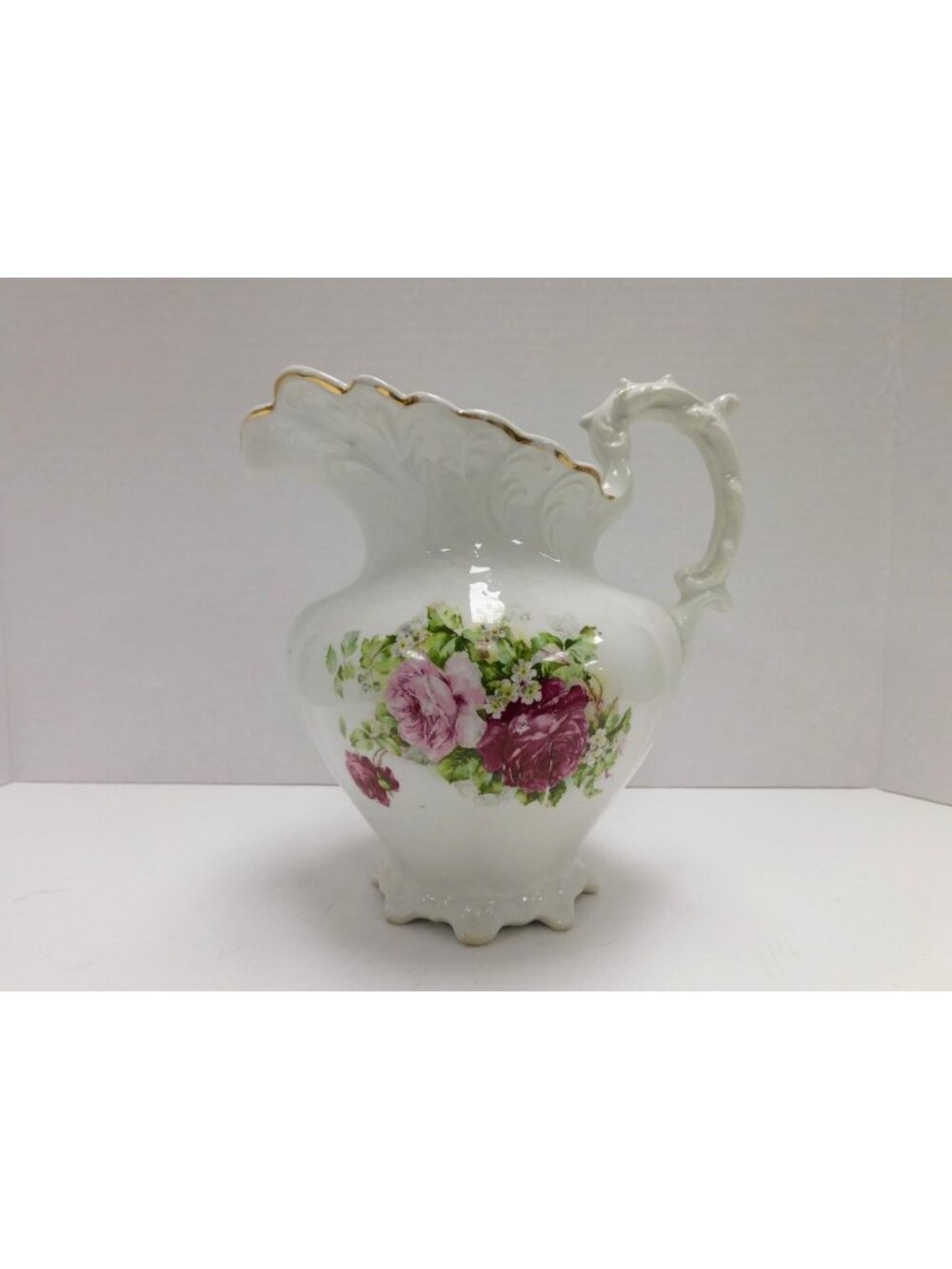 Vintage Dresden D3992 Water Pitcher Roses Gold Trim DW911